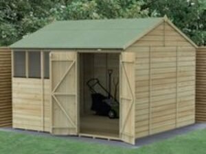 10' x 10' Forest Beckwood 25yr Guarantee Shiplap Pressure Treated Double Door Reverse Apex Wooden Shed (3.21m x 3.01m)