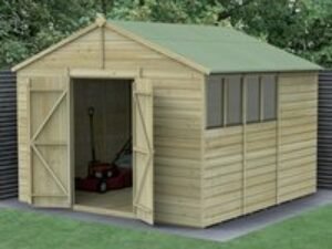 10' x 10' Forest Beckwood 25yr Guarantee Shiplap Pressure Treated Double Door Apex Wooden Shed (3.21m x 3.01m)