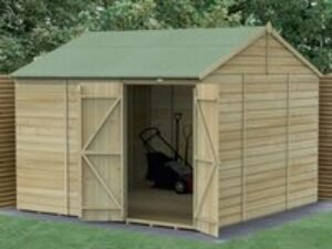 10' x 10' Forest Beckwood 25yr Guarantee Shiplap Pressure Treated Windowless Double Door Reverse Apex Wooden Shed (3.21m x 3.01m)