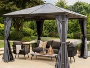 10' x 10' Garden Must Haves Runcton Grey Polycarbonate Garden Gazebo (3m x 3m)