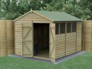 10' x 8' Forest 4Life 25yr Guarantee Overlap Pressure Treated Double Door Apex Wooden Shed (3.01m x 2.61m)