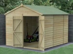 10' x 8' Forest Beckwood 25yr Guarantee Shiplap Pressure Treated Windowless Double Door Apex Wooden Shed (3.01m x 2.61m)