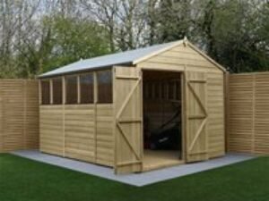 12' x 8' Forest Beckwood 25yr Guarantee Shiplap Pressure Treated Double Door Apex Wooden Shed (3.6m x 2.61m)