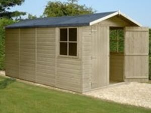 13' x 7' Shire Jersey Premium Pressure Treated Double Door Wooden Garden Shed (4.34m x 2.2m)