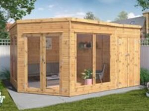 13' x 9' Mercia Premium Corner Summer House with Side Shed (3.95m x 2.8m)