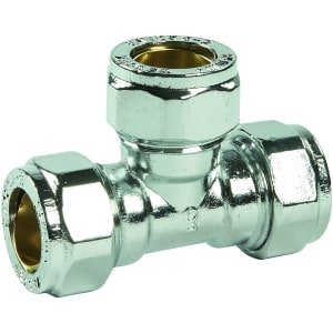 Primaflow Chrome Plated Compression Tee – 15mm