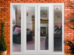 Euramax uPVC White 8ft with 2 Demi Panels Double Glazed French Doors - 2390 x 2090mm