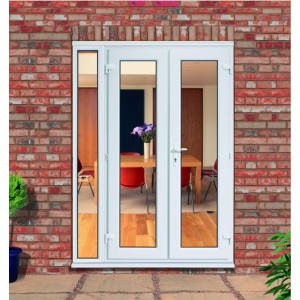 Euramax uPVC White 5ft with 1 Demi Side Panel Double Glazed French Doors – 1490 x 2090mm
