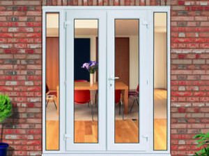 Euramax uPVC White 8ft with 2 Demi Panels Double Glazed French Doors 2390 x 2090mm
