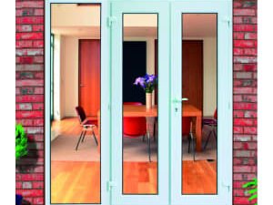 Euramax uPVC White 8ft with 1 Side Panel Double Glazed French Doors - 2390 x 2090mm