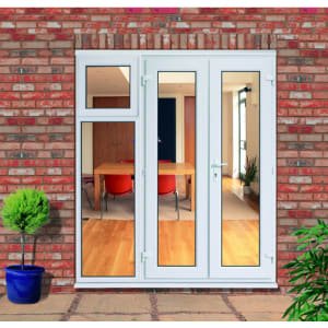 Euramax uPVC White 7ft with 1 Side Sash Panel Double Glazed French Doors – 2090 x 2090mm