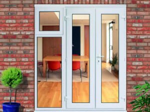 Euramax uPVC White 8ft with 1 Side Sash Panel Double Glazed French Doors - 2390 x 2090mm