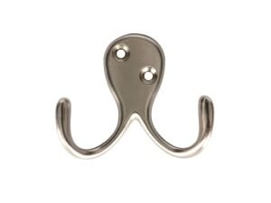 Wickes Two Prong Screwed Hook - Satin Nickel