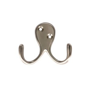 Wickes Two Prong Screwed Hook – Satin Nickel
