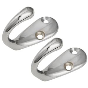 Wickes Chrome One Prong Hook – Pack of 2