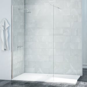 Nexa By Merlyn 8mm Chrome Frameless Wet Room Shower Screen with 1m Bracing Bar – 2015 x 900mm