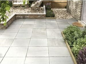 Marshalls Indian Sandstone Riven Grey Multi Paving Slab 600 x 600 x 22 mm