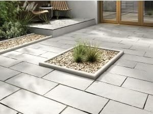 Marshalls Indian Sandstone Riven Grey Multi Paving Slab 600 x 300 x 22 mm
