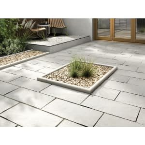 Marshalls Indian Sandstone Riven Grey Multi Paving Slab 600 x 300 x 22 mm