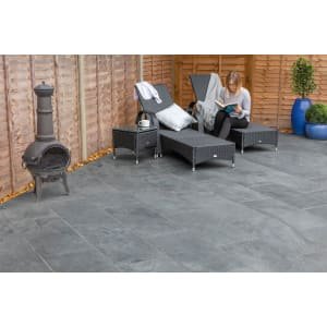 Marshalls Casarta Slate Textured Black Paving Slab Mixed Size – 17.79 m2 pack