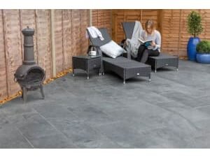 Marshalls Casarta Slate Textured Black Paving Slab 800 x 800 x 20 mm - 16m2 pack