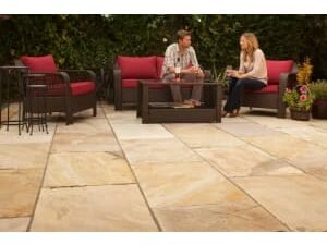 Marshalls Indian Sandstone Textured Buff Multi Paving Slab 560 x 275 x 22 mm - 19.71 m2 pack