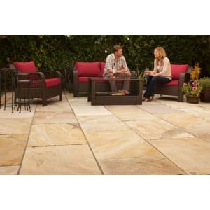 Marshalls Indian Sandstone Textured Buff Multi Paving Slab 560 x 275 x 22 mm – 19.71 m2 pack