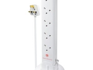 Masterplug 13A 10 Socket Surge Protected Power Tower - 1m
