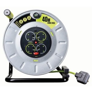 Masterplug 13A Pro-XT 4 Socket Metal Open Reel High Visibility Cable – 40m