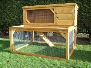 Shire Timber Pent Pet House & Drop Run Honey Brown - 4 x 3 x 3 ft