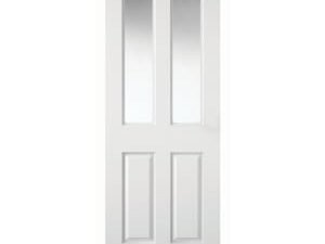 Wickes Chester White Clear Glazed Grained Moulded 4 Panel Internal Door - 1981 x 762mm