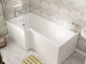 Wickes Veroli L-Shaped Left Hand Shower Bath - 1700 x 850mm