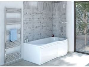 Wickes Valsina Right Hand P-Shaped Undrilled Shower Bath - 1675 x 800mm