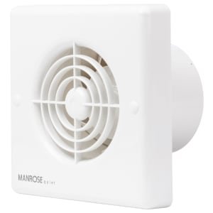 Manrose White Quiet Bathroom Extractor Fan with Timer – 100mm