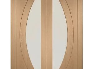 XL Joinery Salerno Glazed Oak Patterned French Doors - 1981 x 762mm
