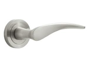 Designer Levers Clove Lever On Rose Door Handle - Brushed Nickel 1 Pair