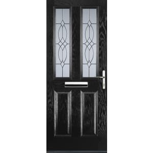 Euramax 2 Panel 2 Square  Left Hand Black Composite Door – 920 x 2100mm