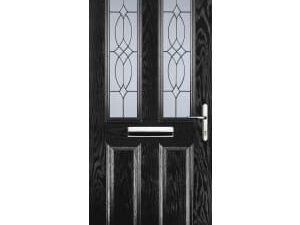 Euramax 2 Panel 2 Square Left Hand Black Composite Door - 880 x 2100mm