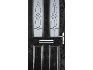 Euramax 2 Panel 2 Square Left Hand Black Composite Door - 840 x 2100mm