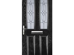 Euramax 2 Panel 2 Square Right Hand Black Composite Door - 880 x 2100mm