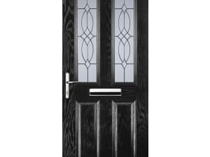 Euramax 2 Panel 2 Square Right Hand Black Composite Door - 840 x 2100mm