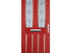 Euramax 2 Panel 2 Square Left Hand Red Composite Door - 880 x 2100mm