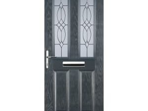 Euramax 2 Panel 2 Square Right Hand Grey Composite Door - 840 x 2100mm