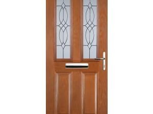 Euramax 2 Panel 2 Square  Left Hand Oak Composite Door - 880 x 2100mm