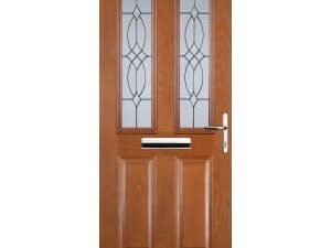 Euramax 2 Panel 2 Square Left Hand Oak Composite Door - 840 x 2100mm