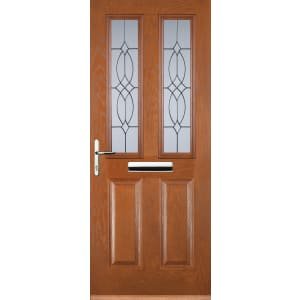 Euramax 2 Panel 2 Square Right Hand Oak Composite Door – 880 x 2100mm
