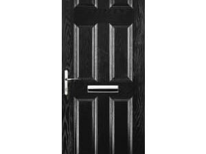 Euramax 6 Panel Right Hand Blcak Composite Door - 920 x 2100mm