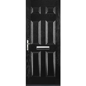 Euramax 6 Panel Right Hand Blcak Composite Door – 920 x 2100mm
