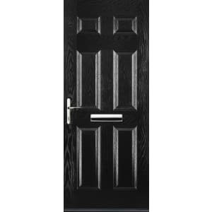 Euramax 6 Panel Right Hand Black Composite Door – 880 x 2100mm