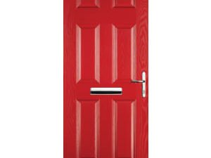 Euramax 6 Panel Left Hand Red Composite Door - 920 x 2100mm